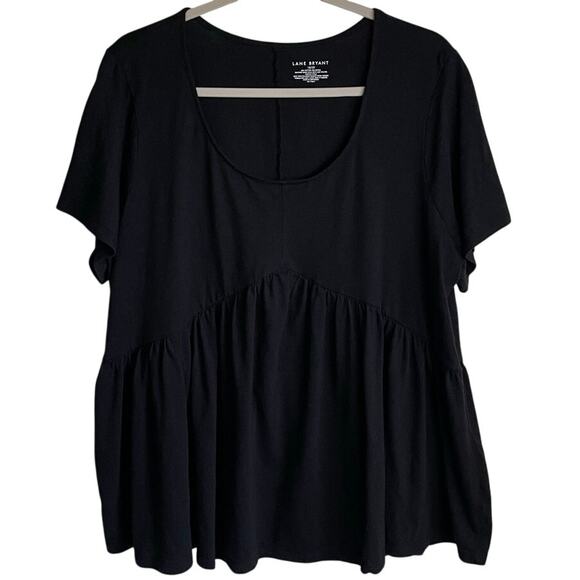 Lane Bryant Tops - Lane Bryant Black Babydoll Top Sz 18/20 Short Sleeves Scoop Neck Casual Neutral